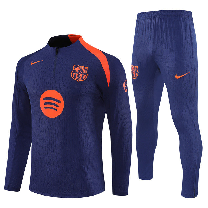 Survêtement barcelone long 1/4 zip bleu/orange 2025/26