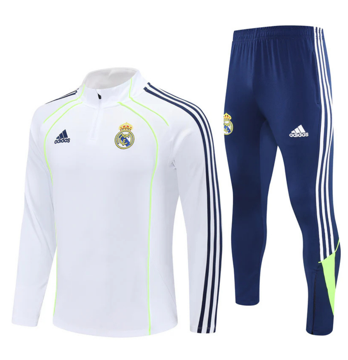 Survêtement real madrid long 1/4 zip blanc/bleu 2025/26