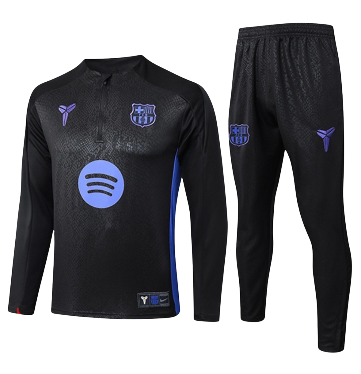 Survêtement barcelone long 1/4 zip noir/violet 2025/26