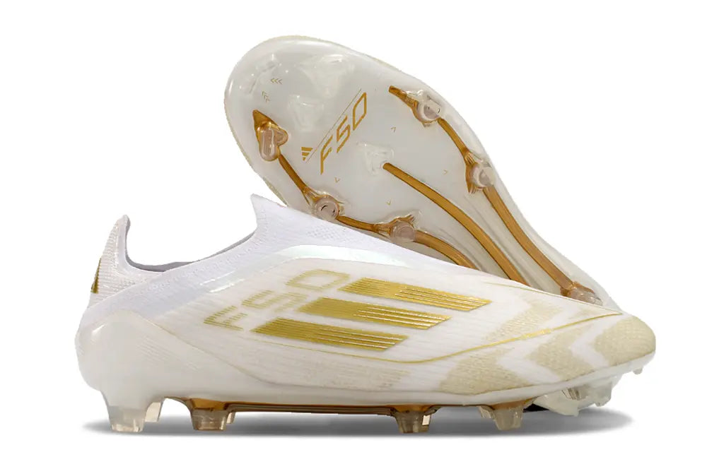Adidas F50 Elite Laceless FG Blanc /Or