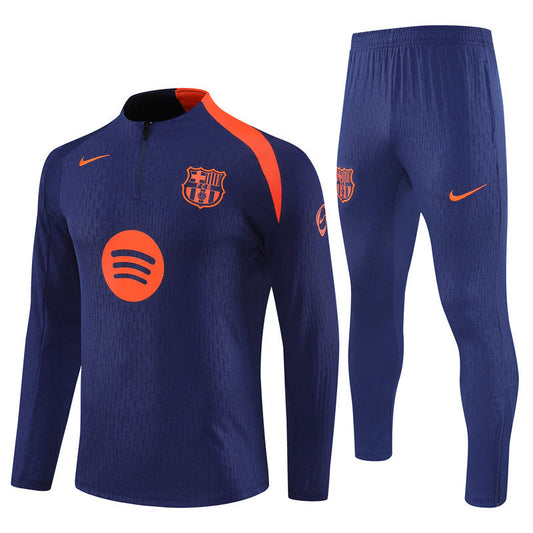 Survêtement barcelone long 1/4 zip bleu/orange 2025/26