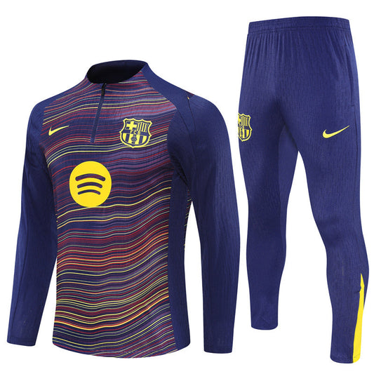 Survêtement barcelone long 1/4 zip bleu/jaune 2025/26