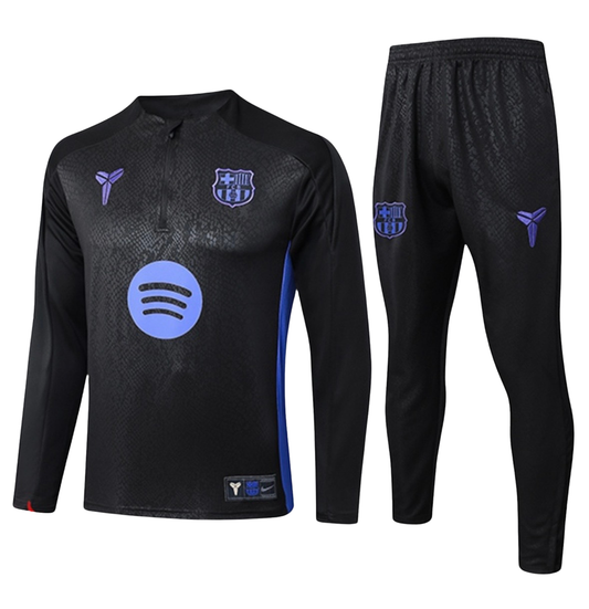 Survêtement barcelone long 1/4 zip noir/violet 2025/26