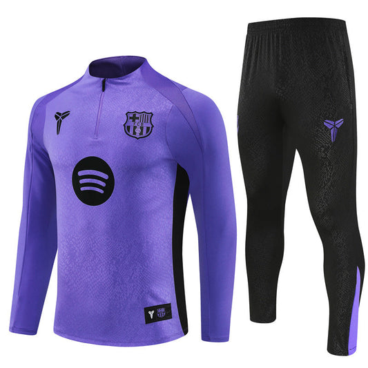 Survêtement barcelone long 1/4 zip violet/noir 2025/26