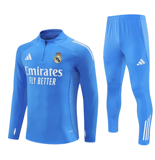 Survêtement real madrid long 1/4 zip bleu 2025/26