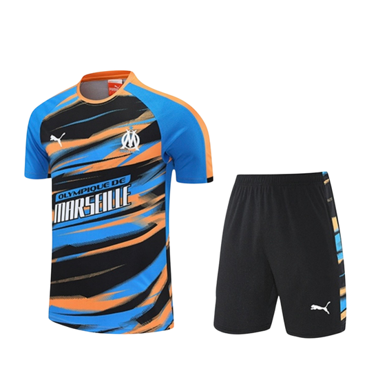 Ensemble t-shirt short marseille bleu/orange 2025/26