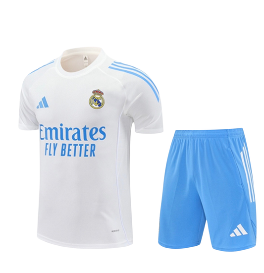 Ensemble t-shirt short real madrid blanc/bleu clair 2025/26